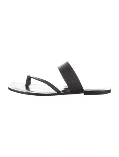 Pre-owned Reformation Leather Slides In Black