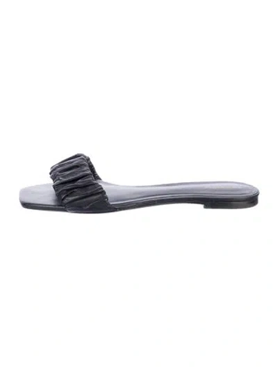 Pre-owned Reformation Leather Slides In Black
