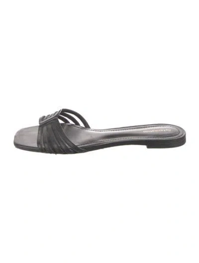 Pre-owned Reformation Leather Slides In Black