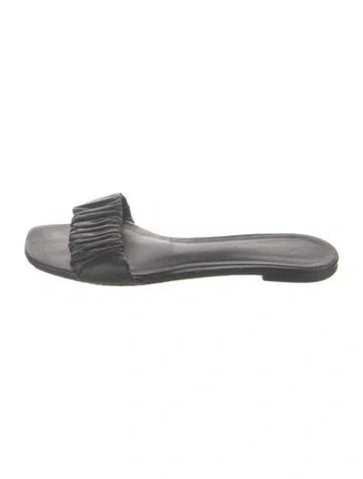 Pre-owned Reformation Leather Slides In Black