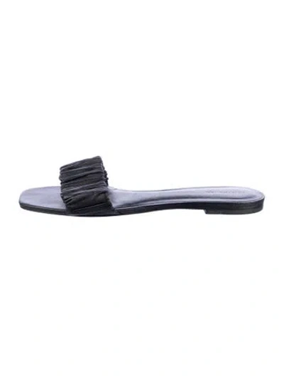Pre-owned Reformation Leather Slides In Black