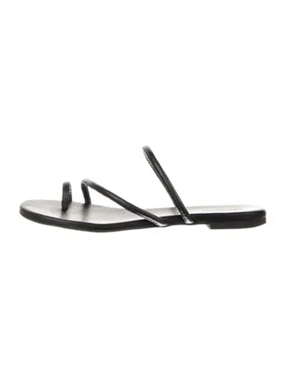 Pre-owned Reformation Leather Slides In Black