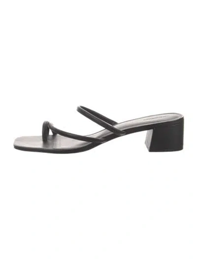 Pre-owned Reformation Leather Slides In Black