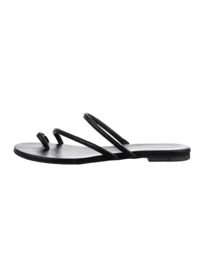 Pre-owned Reformation Leather Slides In Black