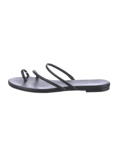 Pre-owned Reformation Leather Slides In Black