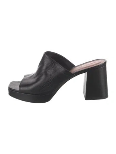 Pre-owned Reformation Leather Slides In Black