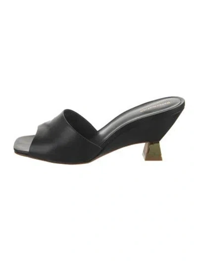 Pre-owned Reformation Leather Slides In Black