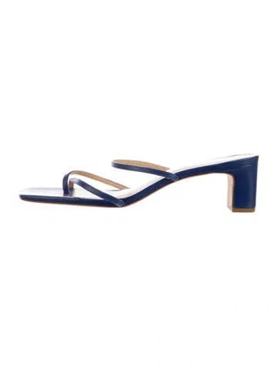 Pre-owned Reformation Leather Slides In Blue