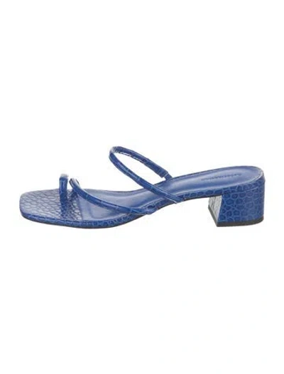 Pre-owned Reformation Leather Slides In Blue