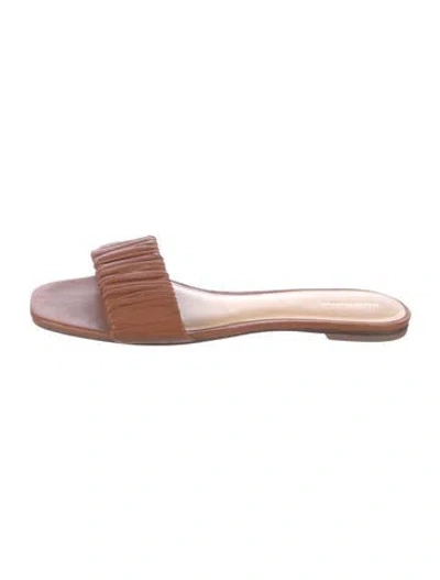Pre-owned Reformation Leather Slides In Brown