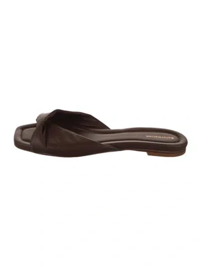 Pre-owned Reformation Leather Slides In Brown