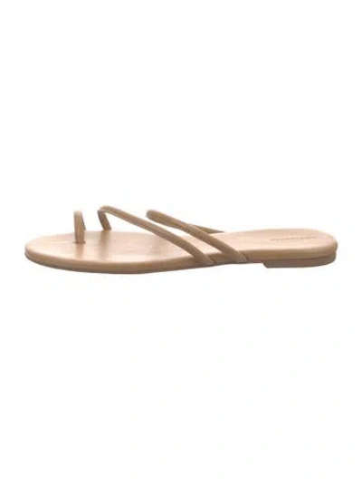 Pre-owned Reformation Leather Slides In Brown