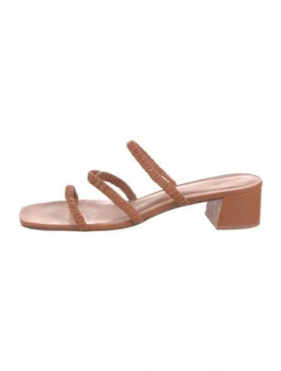 Pre-owned Reformation Leather Slides In Brown