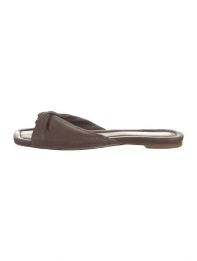 Pre-owned Reformation Leather Slides In Brown