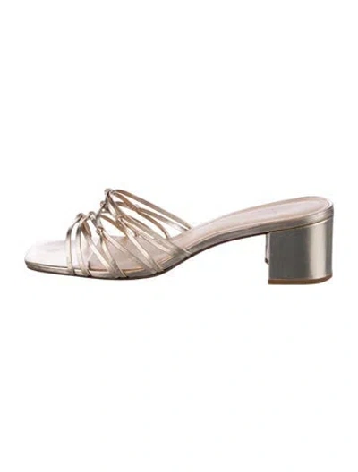 Pre-owned Reformation Leather Slides In Gold