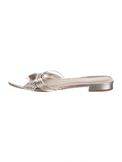 Pre-owned Reformation Leather Slides In Gold