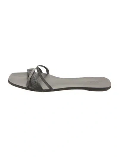 Pre-owned Reformation Leather Slides In Gray