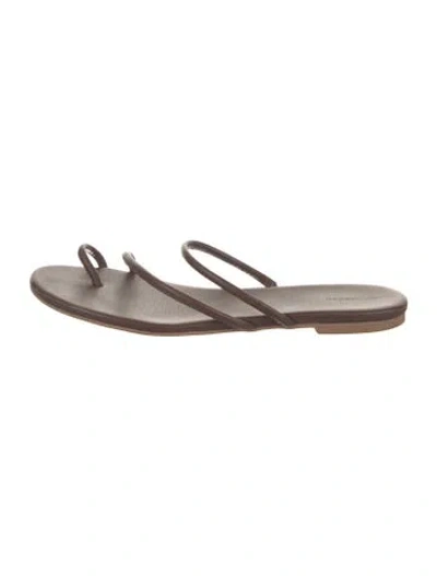 Pre-owned Reformation Leather Slides In Gray
