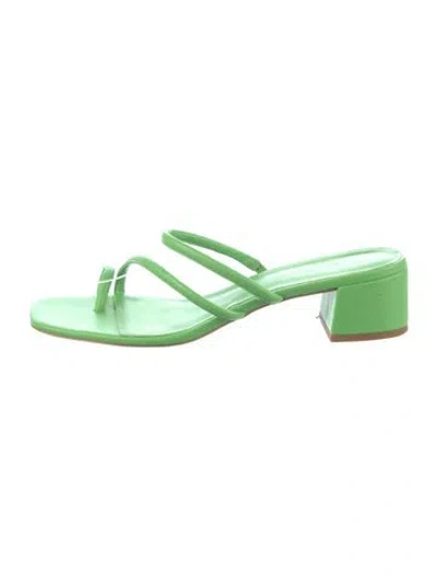 Pre-owned Reformation Leather Slides In Green