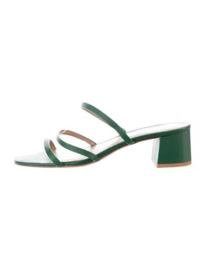 Pre-owned Reformation Leather Slides In Green