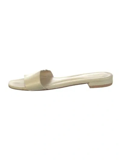 Pre-owned Reformation Leather Slides In Neutral