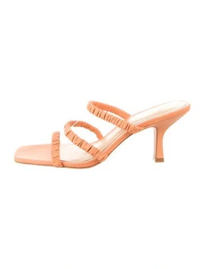 Pre-owned Reformation Leather Slides In Orange