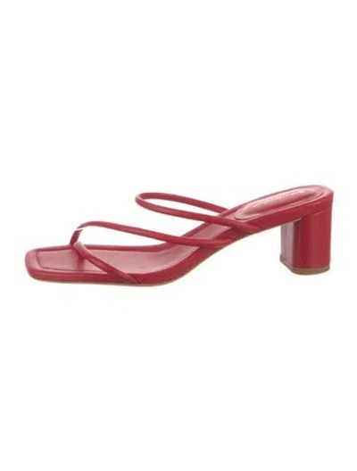 Pre-owned Reformation Leather Slides In Red
