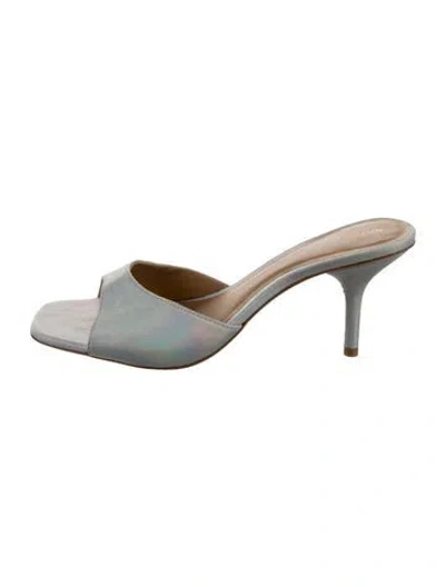 Pre-owned Reformation Leather Slides In Silver
