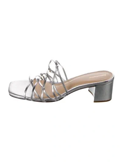 Pre-owned Reformation Leather Slides In Silver
