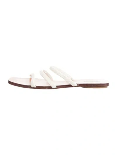 Pre-owned Reformation Leather Slides In White