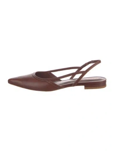 Pre-owned Reformation Leather Slingback Flats In Brown