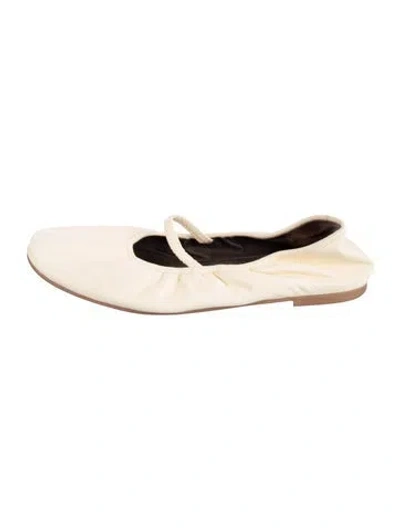 Pre-owned Reformation Leather Slingback Flats In Neutral
