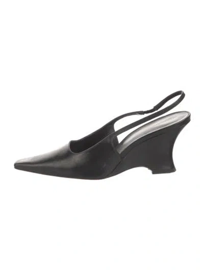 Pre-owned Reformation Leather Slingback Pumps In Black