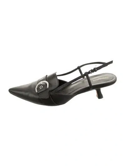 Pre-owned Reformation Leather Slingback Pumps In Black