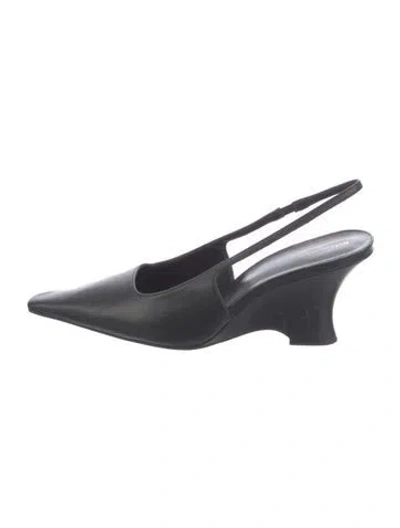 Pre-owned Reformation Leather Slingback Pumps In Black