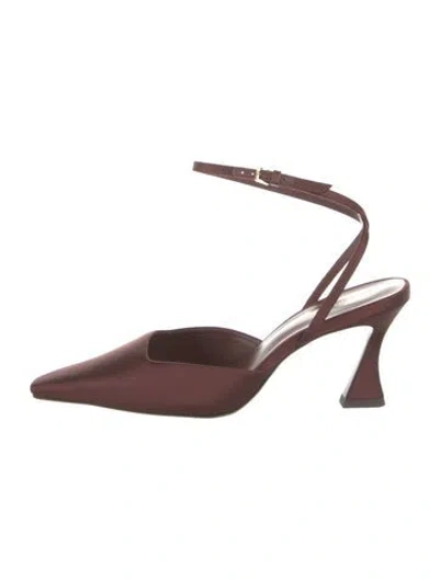 Pre-owned Reformation Leather Slingback Pumps In Burgundy