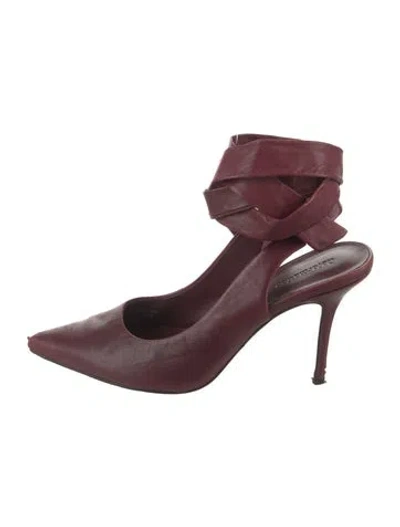 Pre-owned Reformation Leather Slingback Pumps In Burgundy