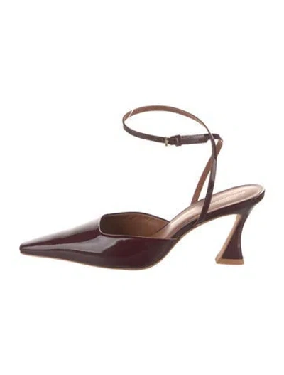 Pre-owned Reformation Leather Slingback Pumps In Burgundy