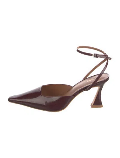Pre-owned Reformation Leather Slingback Pumps In Burgundy