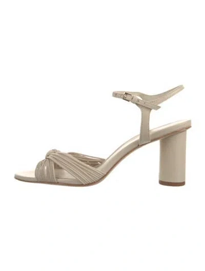 Pre-owned Reformation Leather Slingback Pumps In Neutral