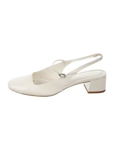 Pre-owned Reformation Leather Slingback Pumps In Neutral