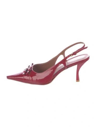 Pre-owned Reformation Leather Slingback Pumps In Neutrals/red