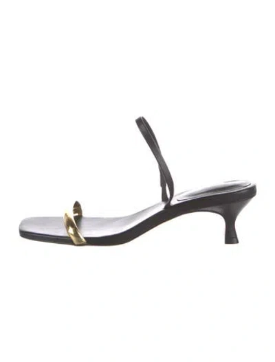 Pre-owned Reformation Leather Slingback Sandals In Black