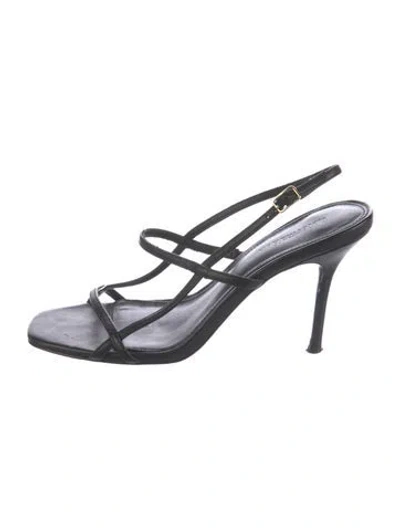 Pre-owned Reformation Leather Slingback Sandals In Black