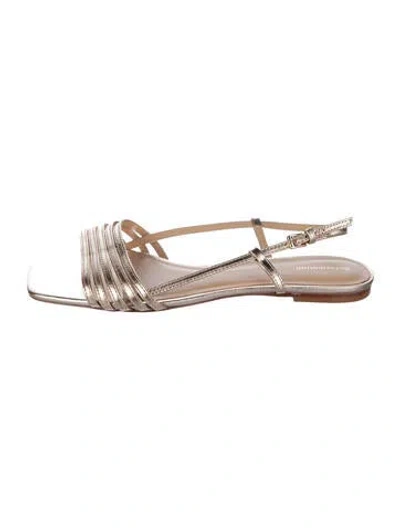 Pre-owned Reformation Leather Slingback Sandals In Gold