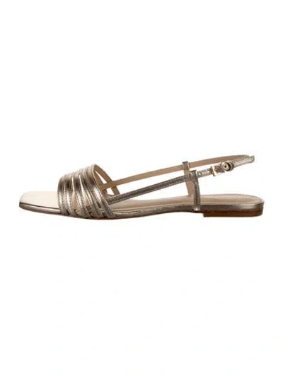 Pre-owned Reformation Leather Slingback Sandals In Gold
