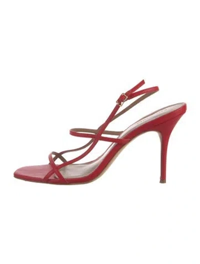 Pre-owned Reformation Leather Slingback Sandals In Red