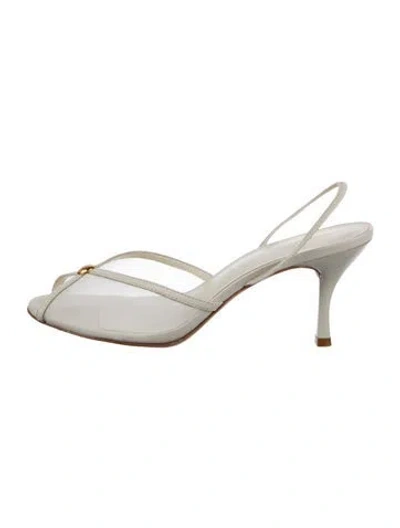 Pre-owned Reformation Leather Slingback Sandals In Silver