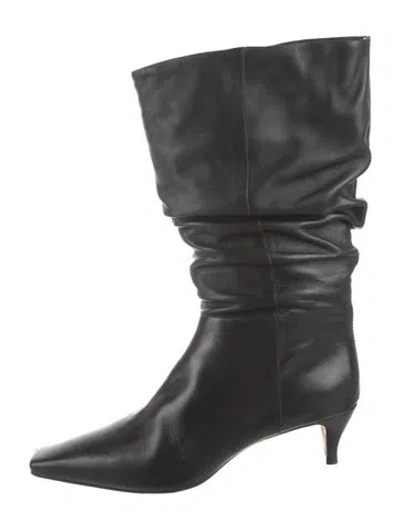Pre-owned Reformation Leather Slouch Boots In Black