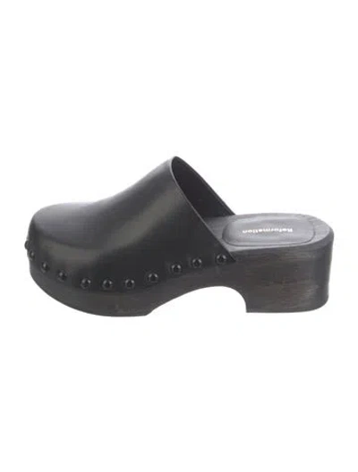 Pre-owned Reformation Leather Studded Accents Mules In Black